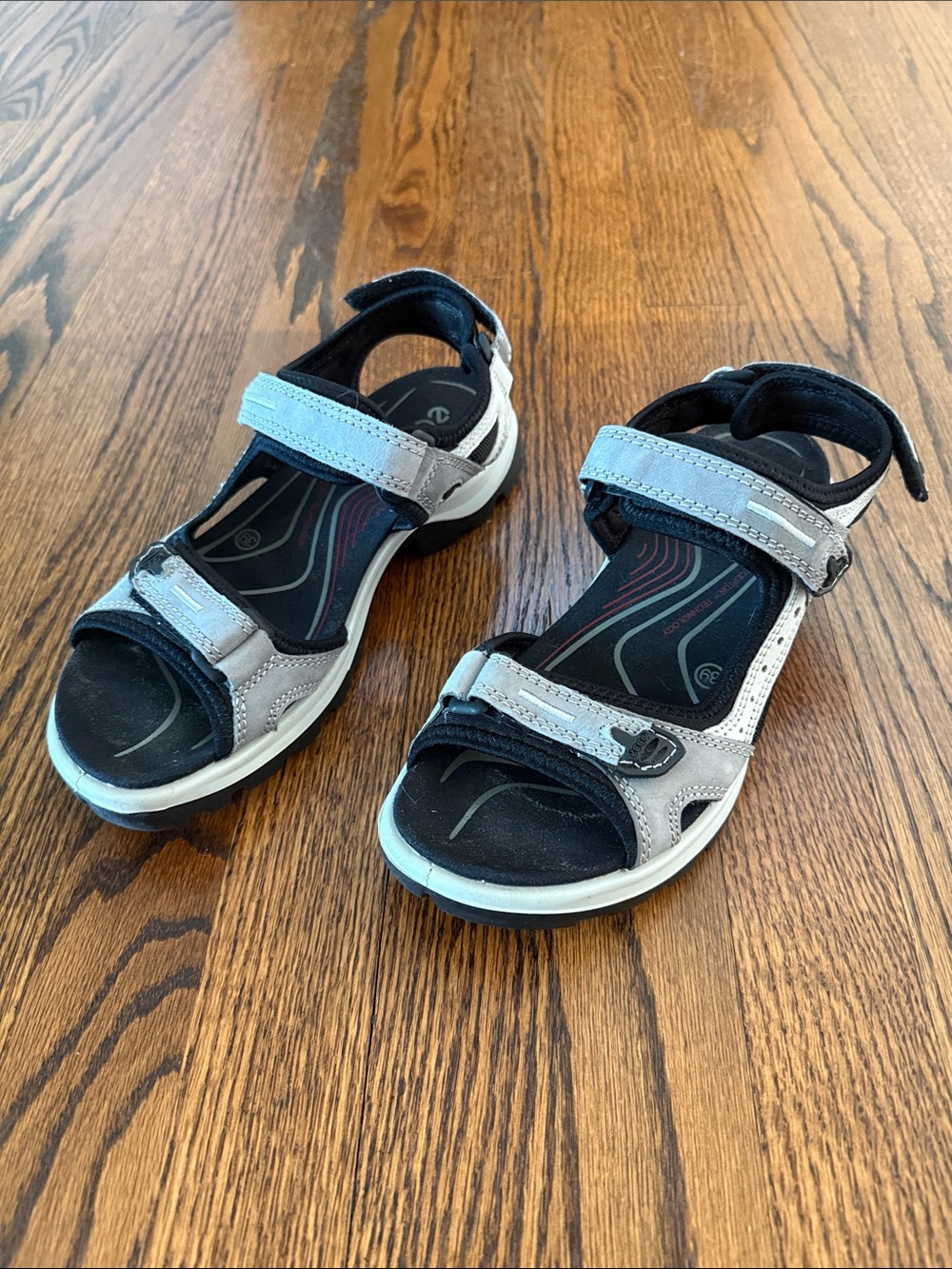 Ecco Men’s 8-8.5 Black and Gray Adjustable Sport Sandals